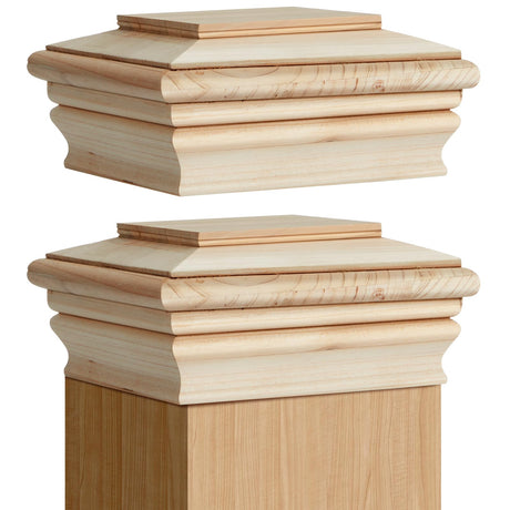 Soaoo 2 Pieces Wooden Post Caps Classic Cedar 4 x 4 Wood Post Caps Wood Fence Newel Post Mounting Kit Resistant Post Cover for Indoor Outdoor Fence Mailboxes Decks Soaoo