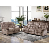 CANMOV Manual Reclining Sofa, 3 Seat Recliner Sofa with Armrest and Overstuffed Backrest, Couch Set for Living Room, Bedroom, Office, Light Brown CANMOV