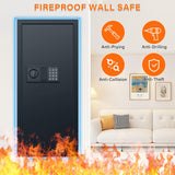 33.46" Tall Fireproof Wall Safes Between the Studs 16" Centers, Heavy Duty Combination Lock in Wall Safe with 3 Removable Shelf, Hidden Safe for Money, Jewelry, Document, Passport Tiskgg