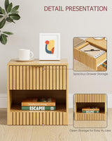 Apetaccat Small Nightstand, Modern Night Stand, Bedside Table with Drawer and Open Shelf, Cube Design, Small Side Table for Bedroom, Living Room, Oak Apetaccat