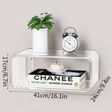 Dewrhiixe Acrylic Floating Nightstand, Bedside Table, Nightstand Shelf Wall Mounted Bedside Shelf (Clear, Small) Dewrhiixe