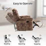 EBELLO Reclining Sofa for Living Room, Extra Wide Modern Overstuffed 3 Seat Recliner Manual Sofa Chair, Breathable Soft Fabric and Padded Seat, Brown EBELLO