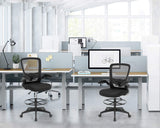 Drafting Chair Tall Office Chair Adjustable Height with Lumbar Support Flip Up Arms Footrest Mid Back Task Mesh Desk Chair Computer Chair Drafting Stool for Standing Desk, Black BestOffice