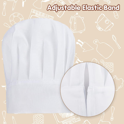 XLSXEXCL 2 Pack Chef Apron and Hat, Adjustable High Cooking Apron Waterproof Kitchen Baking Apron with Two Pockets and Elastic Chef's Hat Set for Women Men Father's Mother's Christmas Gift(White)