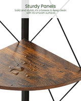 CHOEZON 59.4" Corner Shelf, 5-Tier Industrial Corner Bookshelf, Corner Storage Stand, Plant Stand Display Shelf, Corner Bookcase for Bedroom, Living Room, Home Office, Rustic Brown and Black TCJ10BF CHOEZON