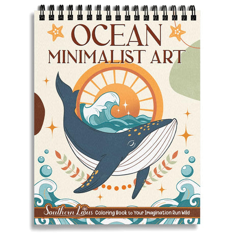 SOUTHERN LOTUS Experience Serenity with Spiral Coloring Book: Ocean Minimalist Art Edition - Spiral Bound, Featuring Inspiring Animal Designs for Stress-Relief & Relaxation. minimalist art lovers! SOUTHERN LOTUS