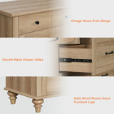 WAMPAT Wide Dresser for Bedroom with 10 Drawers, Farmhouse Chest of Drawers with Solid Wood Legs, Vertical Dresser Storage Organizer, Wooden Dressers Set for Kids Bedroom, Hallway, Oak WAMPAT