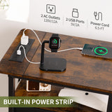 Yoobure End Table with Charging Station, Narrow Side Table with Adjustable Fabric Drawer, 3-Tier End Tables Living Room, Small Nightstand with Outlets, LED Skinny Night Stand for Bedroom Small Spaces Yoobure