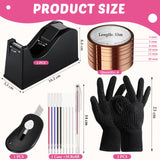 Kosiz 20 Pcs Heat Tape Dispenser Set 2 Heat Resistant Gloves with Silicone Bumps 6 Multi Size Heat Tape for Sublimation Mini Cutter Pen Set Nonskid Weighted Base Tape Holder for Heat Press (Black) Kosiz