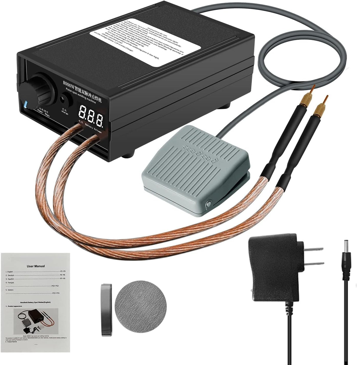 8000W Spot Welder,Handheld Spot Welder,Portable Spot Welder Machine DIY Kit,High Power Handheld Spot Welding Machine,with nickel strip and spot welding pen,for 18650 Battery Pack Welding Tools Docreate