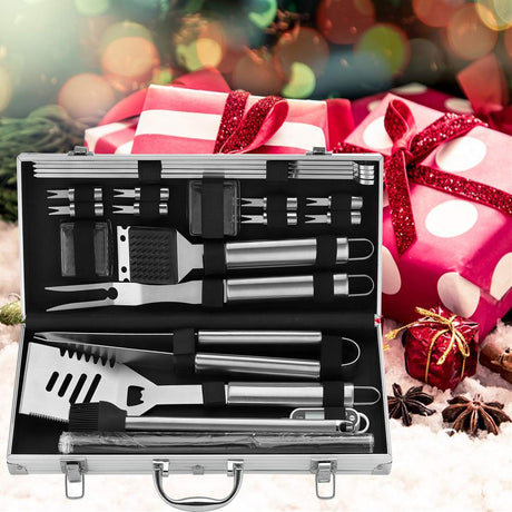ROMANTICIST 23pc Must-Have BBQ Grill Accessories Set with Thermometer in Case - Stainless Steel Barbecue Tool Set with 2 Grill Mats for Backyard Outdoor Camping - Father's Day Best Barbecue Gift ROMANTICIST