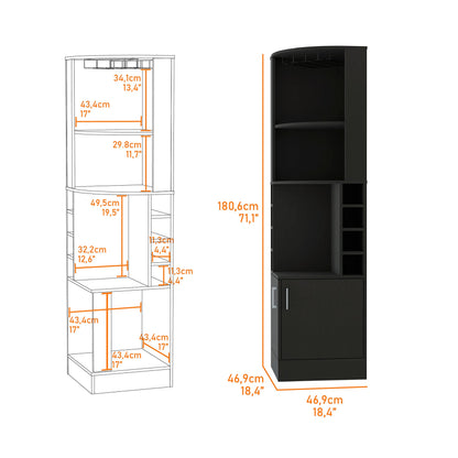 FM FURNITURE Delhi Corner Bar Cabinet, Eight Wine Cubbies, Glass Rack, Double Door Cabinet for Living Room