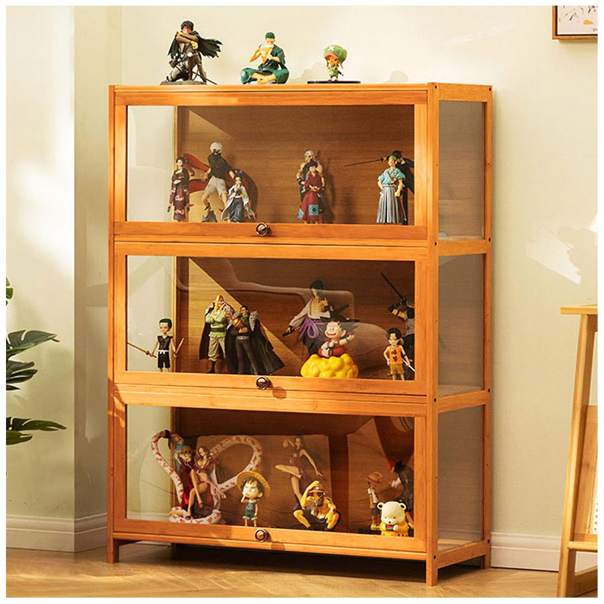 Display Cabinet Curio Cabinet with Acrylic Doors, Figures and Curio Collection Display Case, Floor Standing Clear Showcase for Living Room Bedroom,Wood,L31.5xW12.6xH41.7in Generic