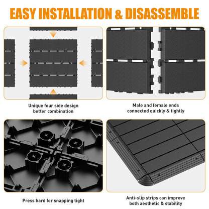 Frtbabeya Interlocking Deck Tiles Outdoor Flooring Waterproof and Non-Slip, Decking Boards Patio Flooring Poolside Floor Decking Tiles for Pool Porch Balcony Backyard Porch (44)