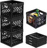 CleverMade Collapsible Milk Crate, Obsidian, 1PK - 25L (6 Gal) Stackable Storage Bins, Holds 50lbs Per Bin - Clevercrates are Heavy Duty, Plastic Collapsible Storage Crate for Multi Purposes CleverMade