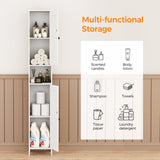 Homleke Tall Bathroom Storage Cabinet with 2 Doors, 67"H Narrow Storage Cabinet with Adjustable Shelves& Anti-Tip Design, Reversible Door Installation, Easy Assembly, 11.8 x 11.8 x 66.9 Inches, White Homleke