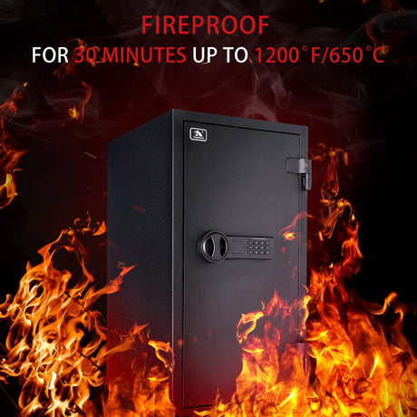 TIGERKING Fireproof Safe,3.47 Cubic Feet Home Safe Box, Large Steel Digital Safes Box with Digital Lock for Home and Office TIGERKING