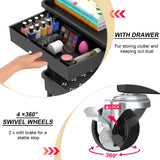 Goovilla 3 Tier Rolling Utility Cart Organizer with Removable Drawer, Stable and Sturdy Black Rolling Storage Carts with 2 Lockable Wheels for Bathroom, Kitchen, Snack, Craft, Makeup, Baby Essentials Goovilla