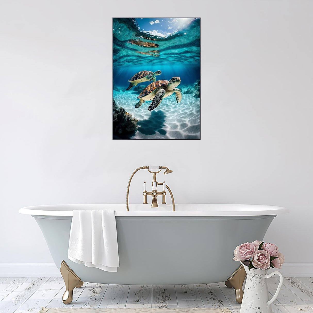 USZDL Sea Turtle Diamond Art Kits for Adults,Cute Animal 5D Diamond Painting Kits for Beginners,Diamond Dots Round Full Drill Paint with Diamonds Pictures DIY Gem Art Painting Crafts Kits 12x16 inch USZDL