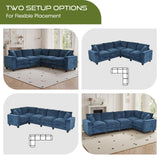 Kvutx 97" 5 Seater L Shaped Couch Corner Sofa, Oversized Cloud Couch with 2 Pillows Chenille Modular Sectional Sofa Armrests with Two Hidden Storage Space Sectional Couches for Living Room Dark Blue Kvutx