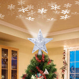 DG-Direct Christmas Tree Topper Lighted Star [Silver],3D Hollow Sparkling Star Christmas Tree Topper with Rotating Magic Cool White Snowflake Projector for Christmas Tree Ornament (Silver) DG-Direct