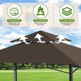 Patiomore Grill Gazebo Canopy, 8'x 5'Outdoor Double Tiered BBQ Gazebo Canopy Tent w/Air Vent, Tent Hardtop Sun Shade Shelter for Outdoor Patio, Backyard, Deck (Brown) Patiomore