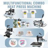 PlanetFlame Heat Press Machine 12x15 Inch, 360° Swing Away 5 in 1 Heat Transfer Machine, Multifunctional Heat Transfer Press Machine with 30OZ Tumbler Attachment for Hat/Plate/T-Shirt/Mug, Blue PlanetFlame