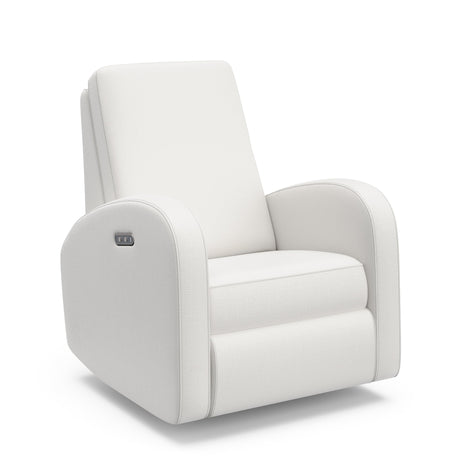 Storkcraft Santa Monica Power Recliner Swivel Glider (Ivory Basketweave) – Effortless Electronic Power Recline, USB-A & USB-C Charger Storkcraft