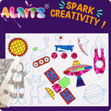 Alritz Arts and Crafts,Foil Crafts Fun Kit, Art Kit Toys for Kids Animals Space Cars, Foil Stickers Supplies,Travel Toys DIY Christmas Gifts for Girls Boys 4 5 6 7 8 9 10 11+ Years Old (6 Theme) Alritz