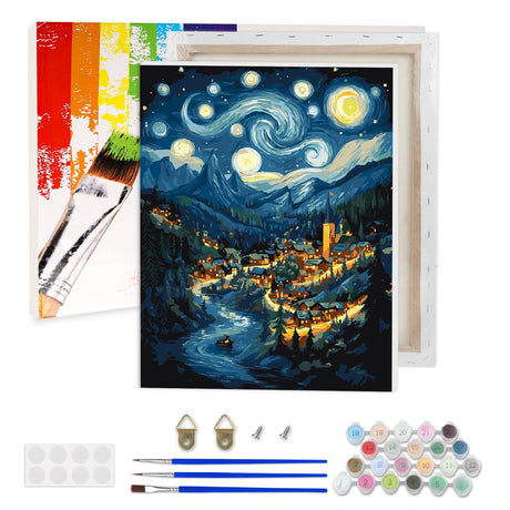 Lxmsja Moon Paint by Numbers Kit for Adults, Forest Acrylic Paint by Numbers for Adults Beginner, DIY Craft Supplies Oil Painting Kits for Home Wall Decor 12x16 inch (Framed) Lxmsja