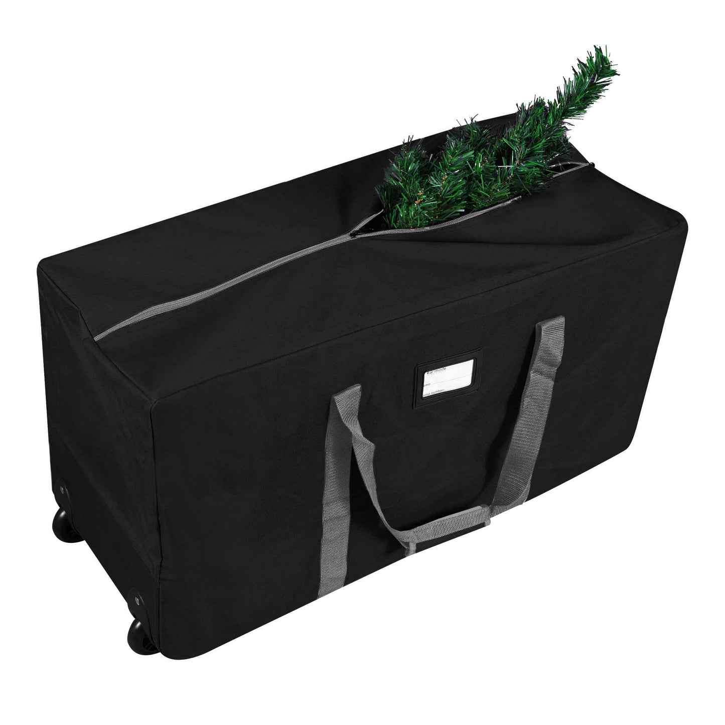 ProPik Rolling Christmas Tree Storage Bag, Fits Up to 7.5 Ft. Tall Disassembled Holiday Tree, 22" x 16" x 50", Large Heavy Duty Xmas Storage Container with 2 Wheels & Handles, 600D Oxford (Black)