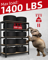 PrimeZone 32"W x 16"D x 63" H Storage Shelves - 2 Pack 5 Tier Adjustable Garage Storage Shelving, Heavy Duty Metal Storage Organizer Utility Rack Shelf Unit for Warehouse Pantry Closet Kitchen, Black PrimeZone