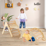 OLAKIDS Climbing Toys for Toddlers, 5 in 1 Kids Wooden Montessori Triangle Set Climber Toy with Ramp Ladder Arch Slide for Playground, Indoor Climb Activity Jungle Gym Play Structure for Boys Girls Olakids