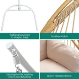 YITAHOME Wicker Swing Egg Chair with Cushions 350lbs, Foldable Hanging Basket Chair W/Stand Rattan Hammock Chair for Outdoor, Indoor, Patio, Bedroom - Beige YITAHOME