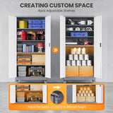 AFAIF Garage Cabinet with Wheels and Adjustable Shelves, Metal Garage Storage Cabinets with 2 Doors, Storage Caninet with Lock, Large Tool Cabnet for Workshop/Home/Office-(Gray White 75”H) AFAIF