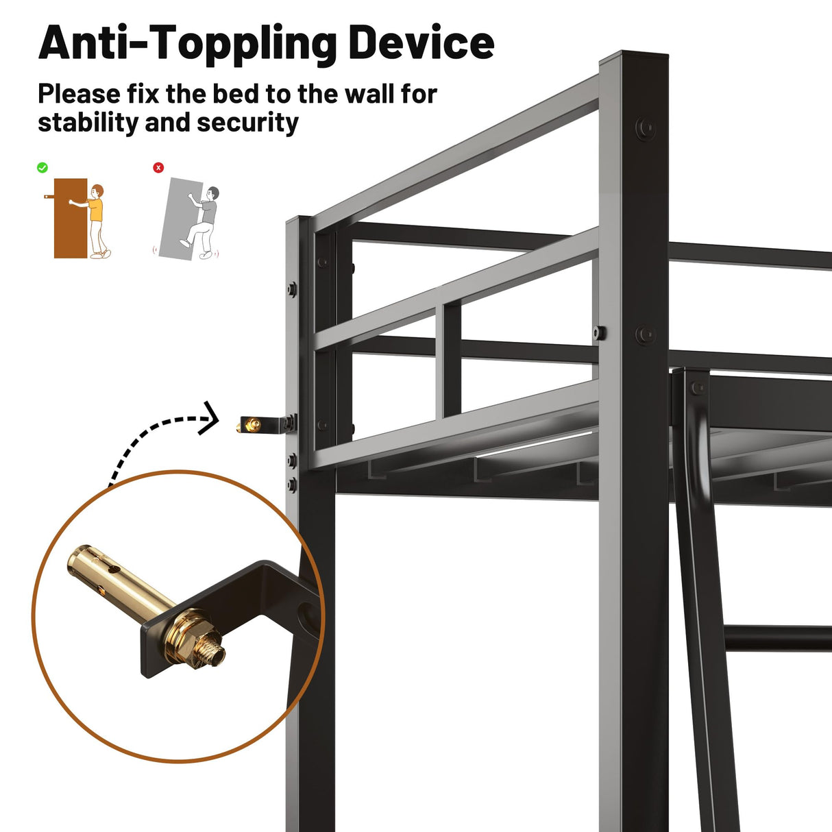 SogesSleep Loft Bed Twin Size, Bunk Bed with Desk, Shelves and Monitor Stand, Heavy Duty Metal Twin Loft Bed with Charging Station, Safety Guard & Ladder, Space-Saving, No Box Spring Needed SogesSleep