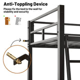 SogesSleep Loft Bed Twin Size, Bunk Bed with Desk, Shelves and Monitor Stand, Heavy Duty Metal Twin Loft Bed with Charging Station, Safety Guard & Ladder, Space-Saving, No Box Spring Needed SogesSleep