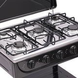 Propane Gas Stove 5 Burner/4 Burner, Portable Natural Gas Stove Outdoor Camping BBQ Stove Gas Cooker with 2 Tier Storage Rack, for RV, Apartment, Outdoor Cooking (Black, 5-Burner) BUKGOCUMN