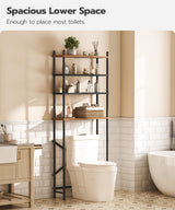 HOOBRO Over The Toilet Storage, 4-Tier Over Toilet Bathroom Organizer, Freestanding Above Toilet Shelf with Adjustable Feet, Space Saving, Easy to Assemble, Rustic Brown and Black BF64TS01 HOOBRO