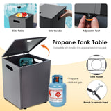 RADIATA 42” Rectangle Propane/Natural Gas Firepit for Outside Patio, Heavy Duty Modern Lowprofile Fire Pit Table with Tank Table & LED Lights, 50000BTU Backyard Fireplace for Porch Deck, Dark Gray RADIATA