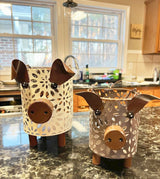 Farmhouse Metal Small Storage Basket Set For Kitchen or Bathroom Pig Decor, 2 Count Stackable Small Basket with Handle GIFTME 5