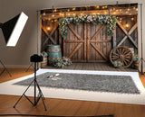 7x5ft Country Wedding Photography Backdrop Rustic Barn Door Photography Backdrop Farmhouse Pink Flower Cabin Wooden Birthday Baby Shower Wedding Bridal Party Banner Photo Booth Props Background Mtsxfy