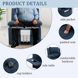 Power Recliner Chair Nursery Reclining Sofa Chair for Adults, Upholstered Heating Point Massage Theater Seating Single Sofa with Side Pockets Sidetable for Living Room-Blue Alunaune