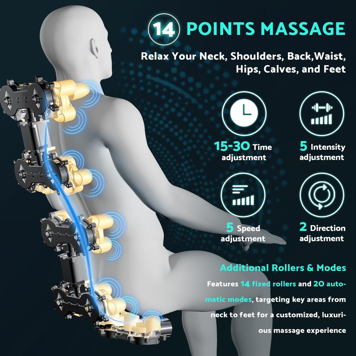 Massage Chair, Zero Gravity Full Body Massage Chair Extra Large Shiatsu Recliner w/ 14 Massage Points, Lumbar & Calf Heating, 20 Auto Modes, Air Compression, Bluetooth Speaker, Touch Screen Controller Mazzup