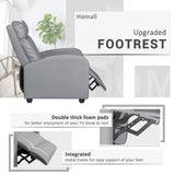 Homall Recliner Chair, Recliner Sofa for Adults, Recliners Home Theater Seating with Lumbar Support, Reclining Sofa Chair for Living Room (Leather, Grey) Homall
