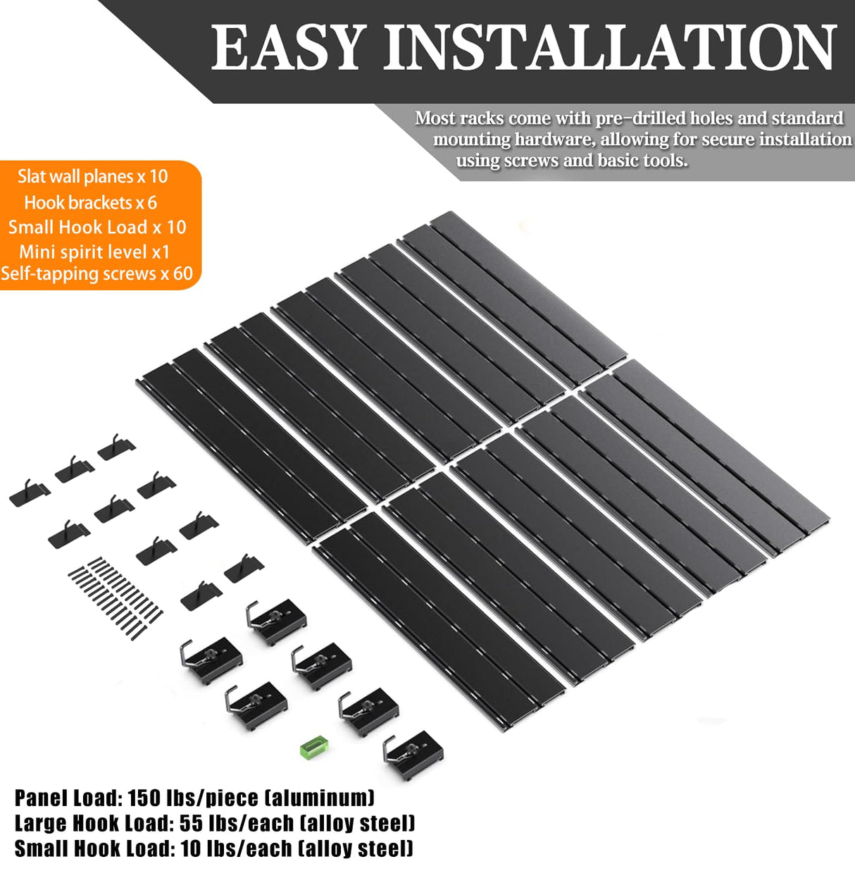 SORQINOTER Gun Racks for Wall, Heavy-Duty Aluminium Slatwall Panels Gun Wall Mount Storage, 10 Pieces Panels SORQINOTER