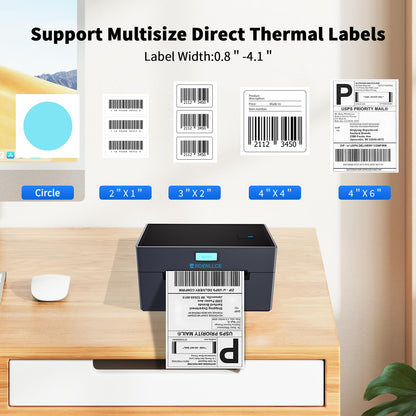 Roenllce Bluetooth Thermal Shipping Label Printer, 4x6 Label Printer for Small Business for Shipping Packages, Support Windows, Mac, iOS, Android, Used for Amazon, Ebay, Shopify, Etsy, UPS, USPS