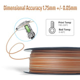 COLORFUL Wood Grain PLA 3D Printer Filament 1.75mm, Dual Color Filament with 20% Wood Fiber, 3D Printing PLA Filament Wood Grain Filament, 1kg Spool (2.2 lbs),Dimensional Accuracy +/- 0.05 mm colorful