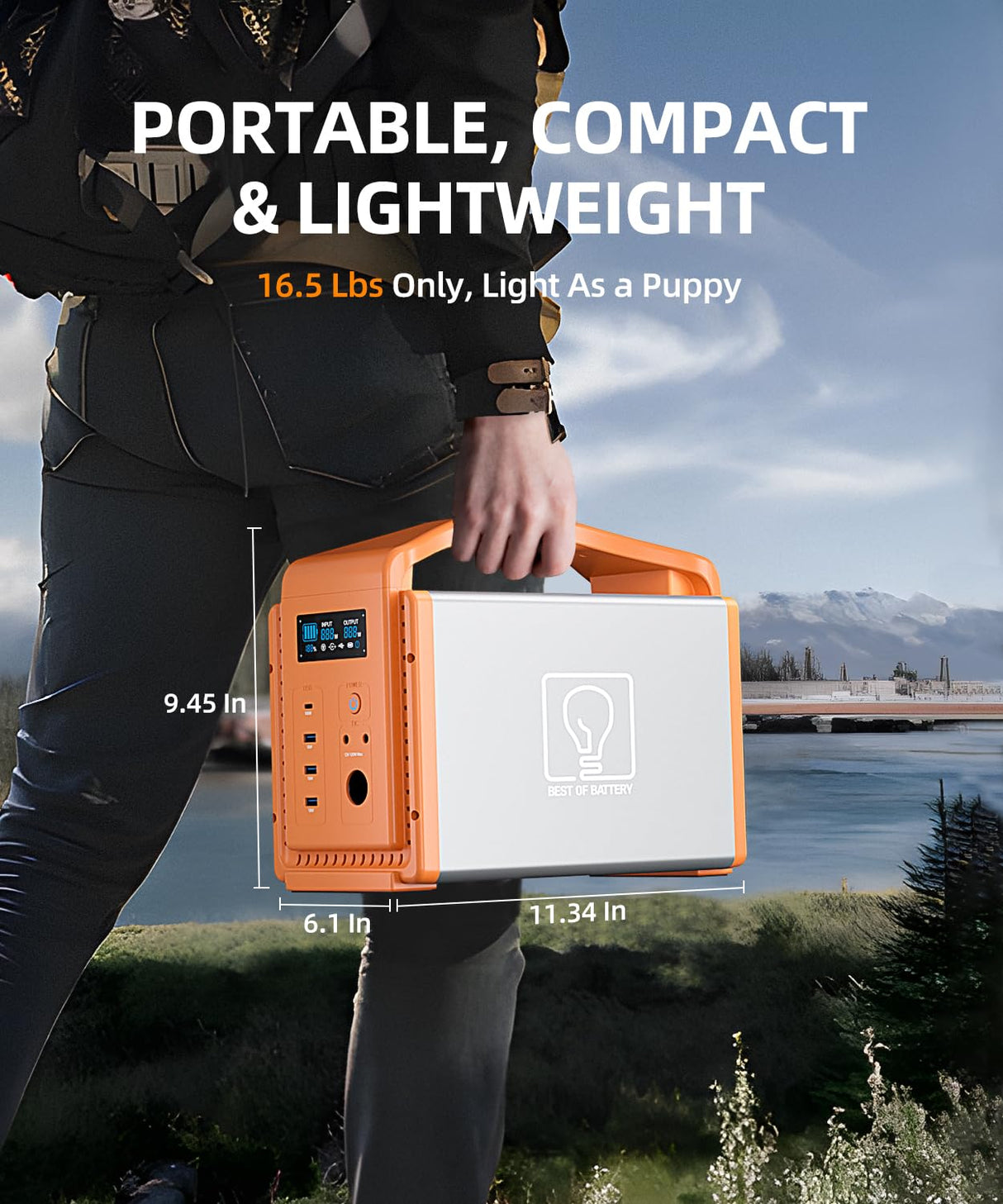 TB600 Portable Power Station, 556Wh LFP Solar Power Generator, 2 * 600W (Peak 1200W) AC Outlets, 100W USB-C, Emergency Backup Battery for Camping, RV, Outdoor, Home Blackout, CPAP (Panel not included) Best of Battery