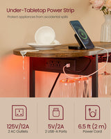 VASAGLE Bar Cabinets for Home, LED Coffee Bar with Power Outlets, Home Mini Bar for Liquor, Freestanding Wine Rack with Glass Holder, Kitchen, Dining Room, Rustic Brown ULWR007K01 VASAGLE